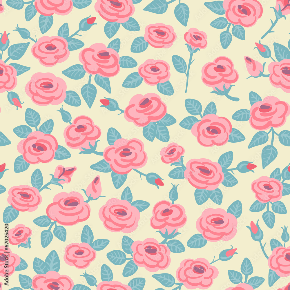 Seamless pattern of roses. Seamless pattern of roses.