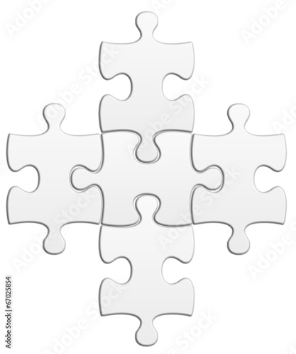 puzzle, 5 pièces blanches
