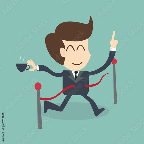 Success Feel Easy - Businessman crossing the finish line