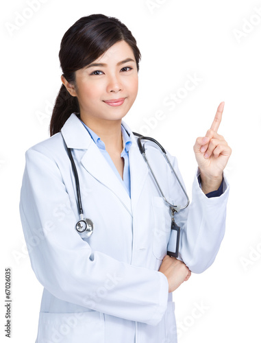 Woman doctor with finger up