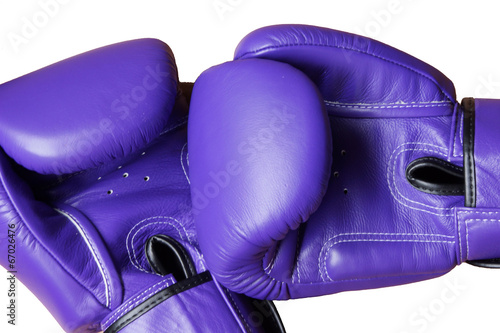 Pair of Purple Leather Boxing Glove Isolated on White Background