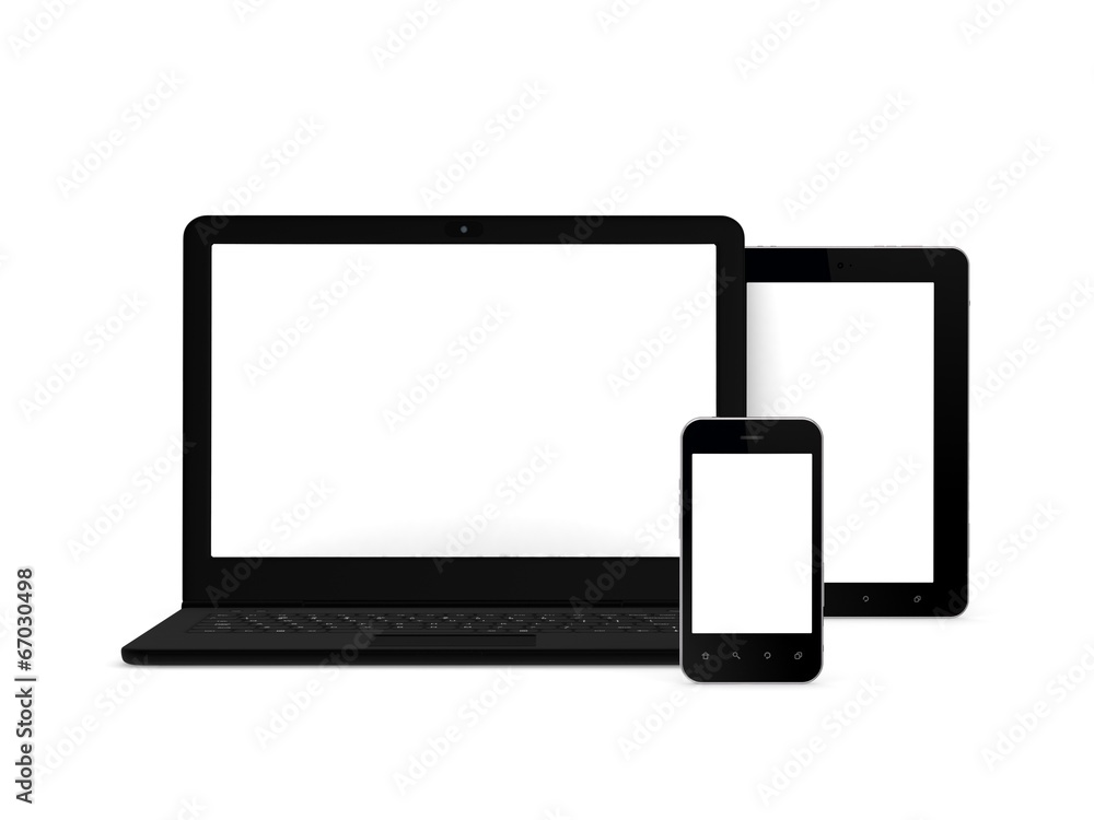 Notebook, cellphone and tablet PC.