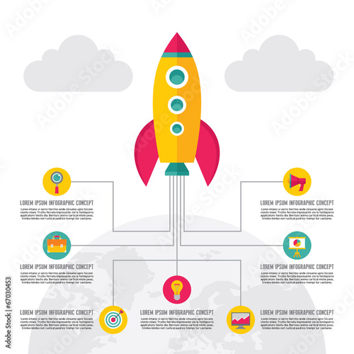 Start-Up Creative Illustration - Vector Rocket Concept