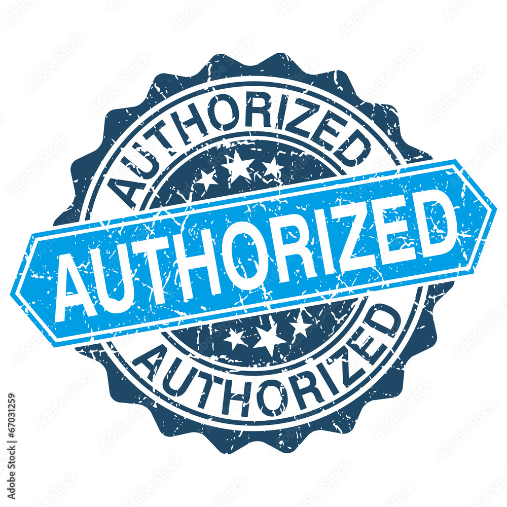 Fototapeta premium Authorized grungy stamp isolated on white background