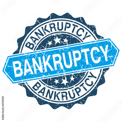Bankruptcy grungy stamp isolated on white background