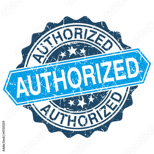 Authorized grungy stamp isolated on white background