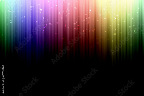 Background with colorful spectrum stripes, with star bokeh