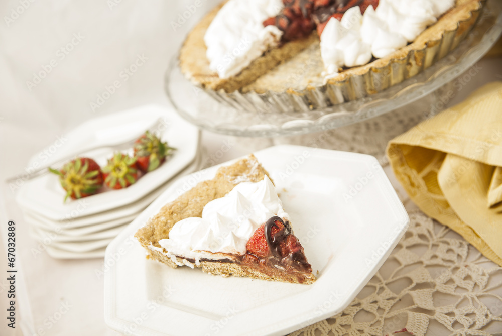 Vegan tart with strawberries and chocolate Vegan tart with strawberries and chocolate