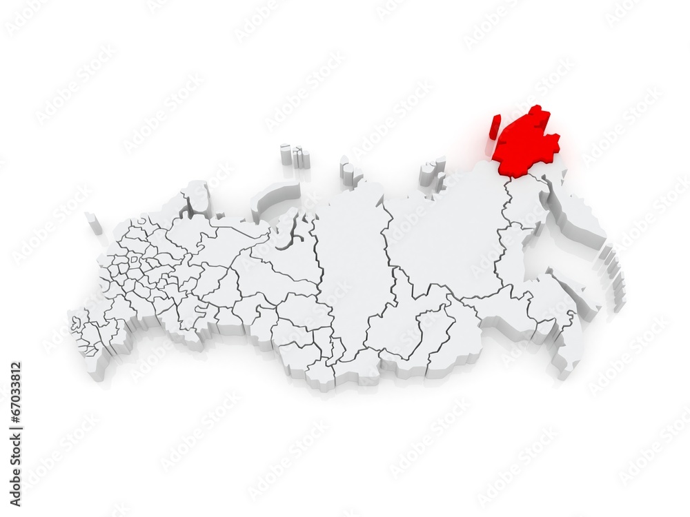 Map of the Russian Federation. Chukotka Autonomous Okrug. Map of the Russian Federation. Chukotka Autonomous Okrug.