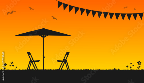 Sommerabend Garten Stuhl Tisch