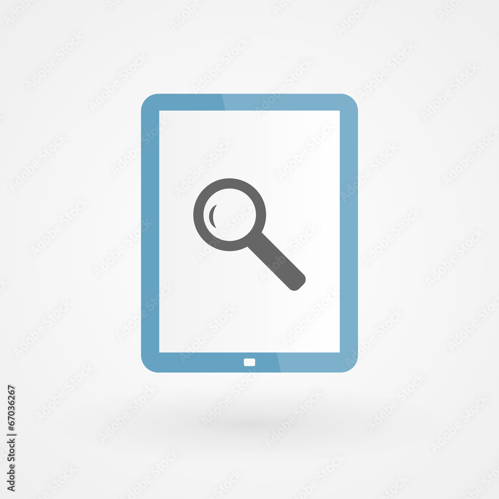 Tablet and magnifying glass Tablet and magnifying glass
