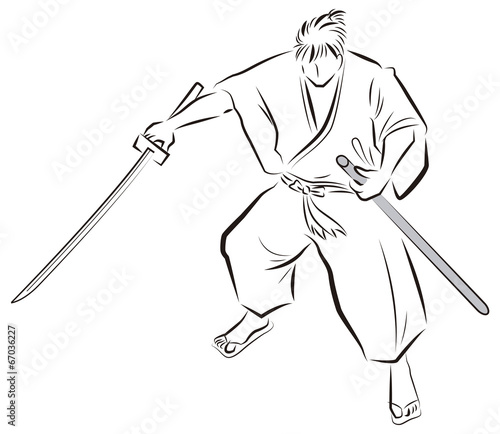刀を抜く侍