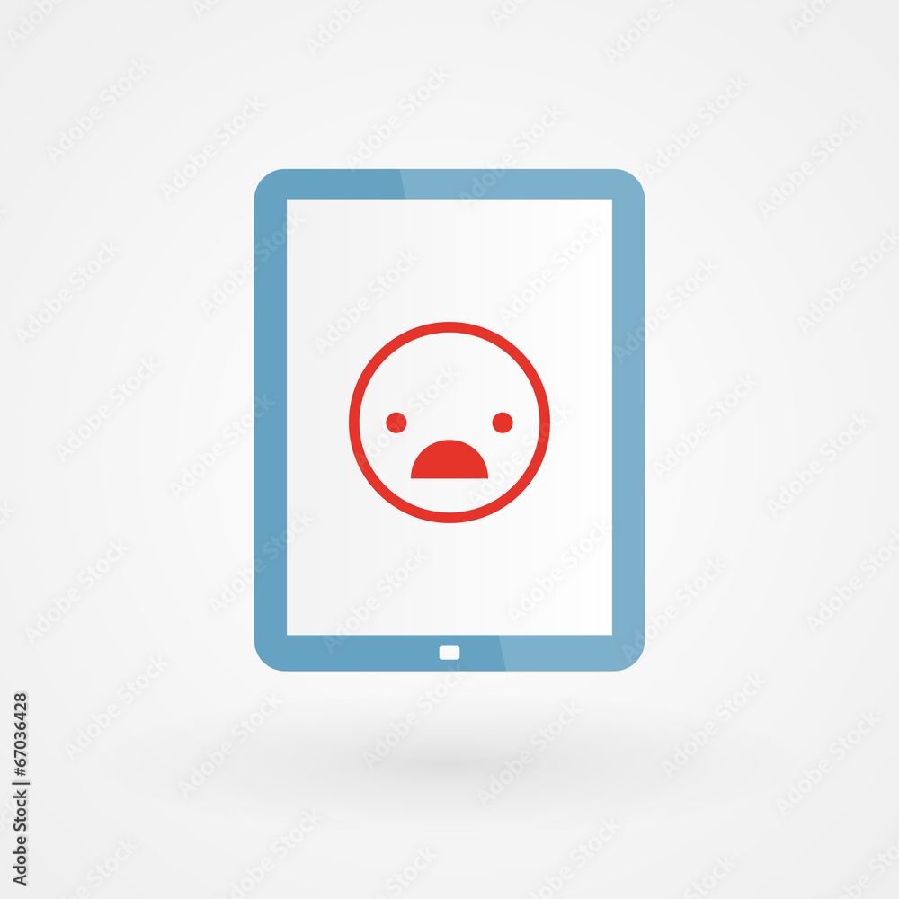 Tablet and unhappy smiley