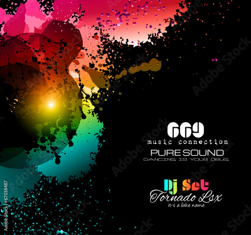 PArty Club Flyer for Music event with Explosion of colors