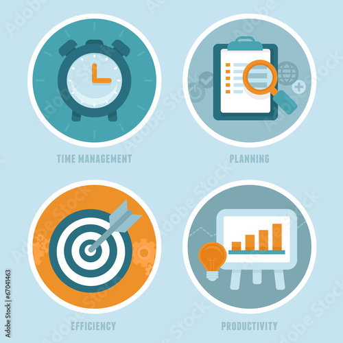 Vector time management concepts in flat style