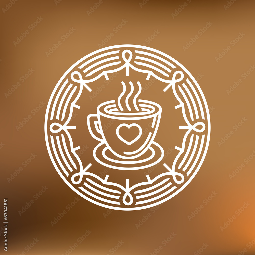 Vector coffee mug on round emblem Vector coffee mug on round emblem
