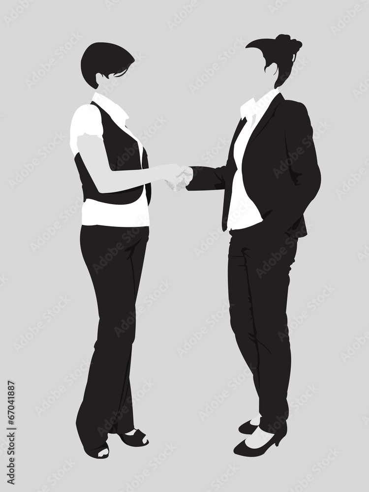 Detailed business woman handshake silhouettes