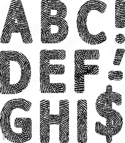 alphabet with fingerprint