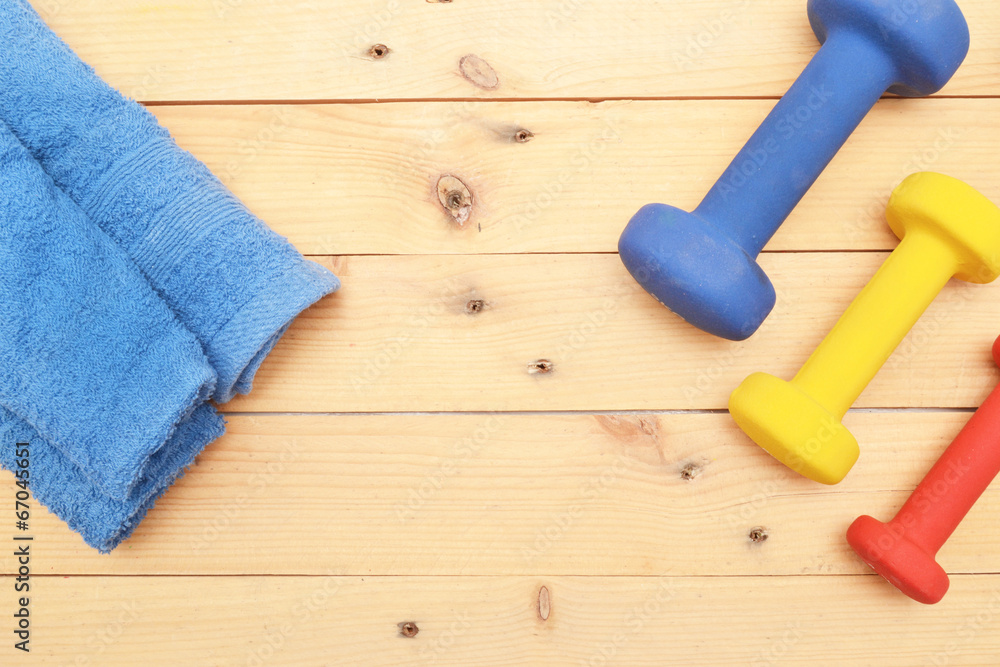 dumbbell and towel dumbbell and towel
