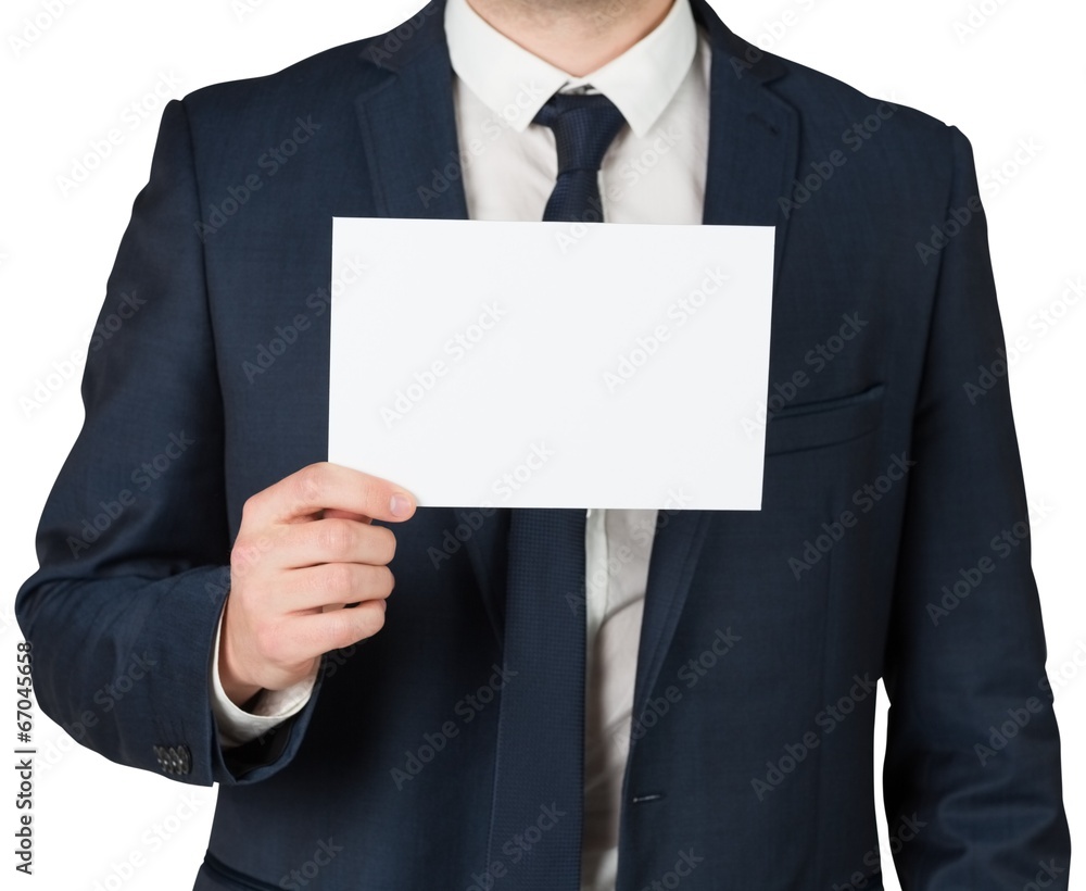 Businessman showing card to camera Businessman showing card to camera