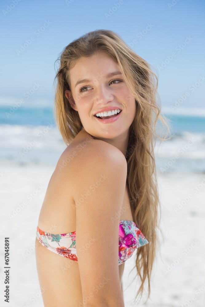 Beautiful happy blonde on the beach Beautiful happy blonde on the beach