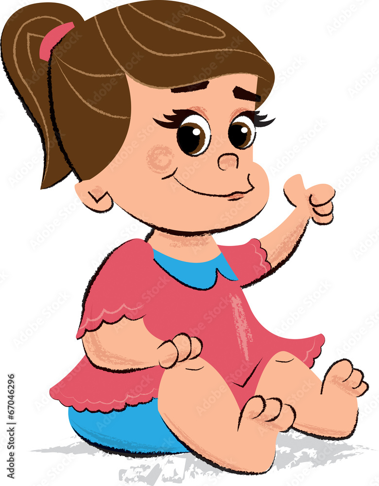 Cute Baby Girl Children's Illustration