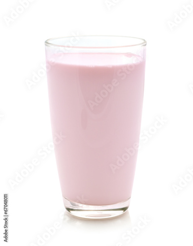 Strawberry milk on white background