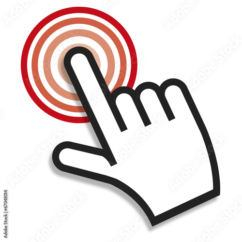 Hand icon pointer. RED