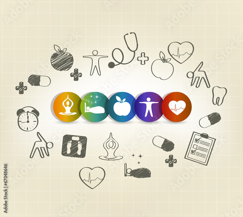 Hand drawn Healthy living icons