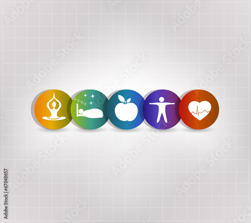 Colorful Healthy living concept icons
