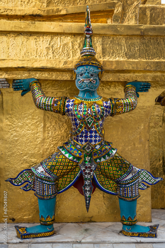 The demon who carried the golden stupa of Wat Pra Kaeo