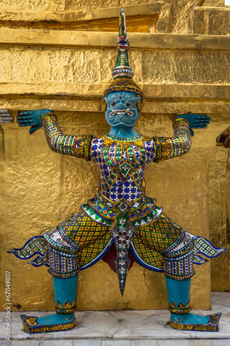 The demon who carried the golden stupa of Wat Pra Kaeo