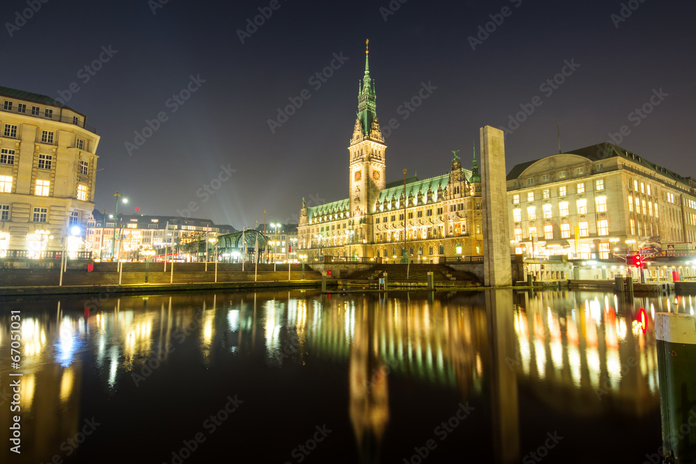 The center of Hamburg at night