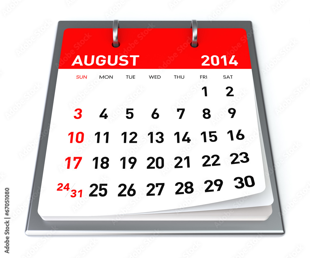 August 14 Calendar Stock Illustration Adobe Stock
