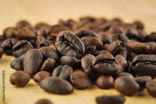 Coffee beans and coffee mug