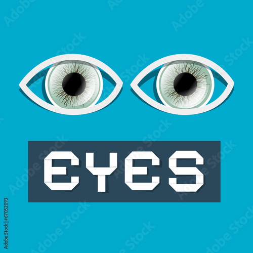 Abstract Vector Paper Eyes Illustration on Blue Background