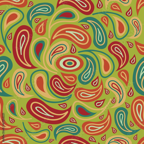 Abstract seamless pattern in green and orange color