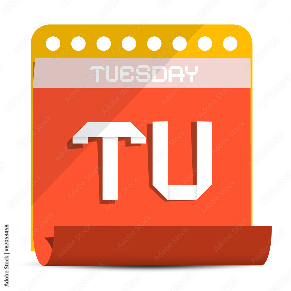 Tuesday Vector Paper Calendar Illustration Tuesday Vector Paper Calendar Illustration