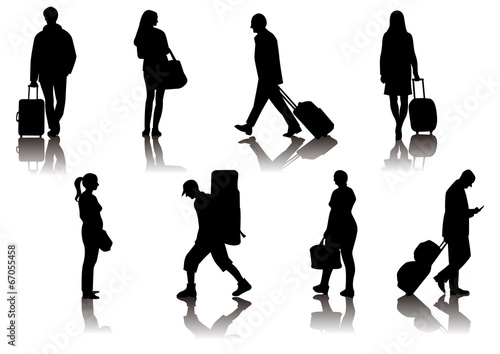 Traveling people silhouettes black vector