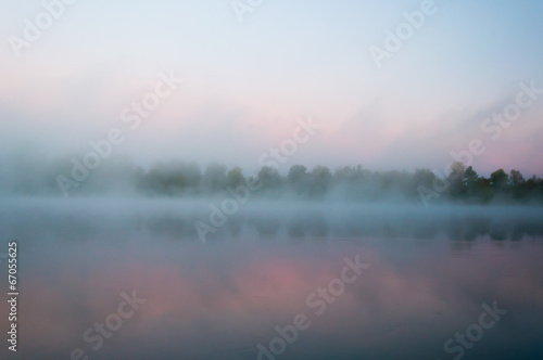 Sunrise over the lake with reflection  © Dmytro Kosmenko