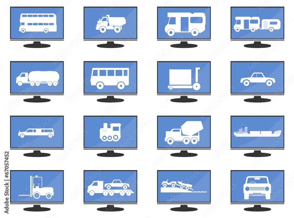 Transports dans 16 écrans de télévisions Transports dans 16 écrans de télévisions