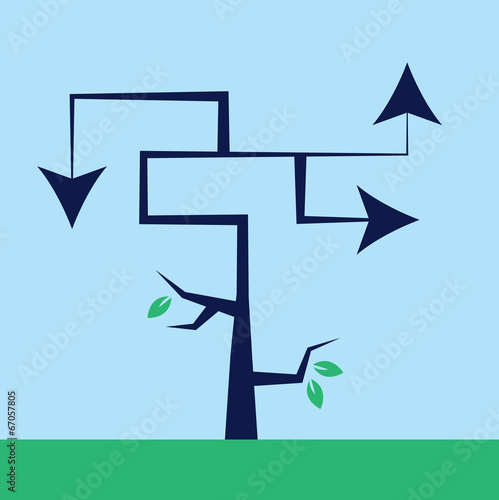 Tree with arrows as branches pointing in different directions
