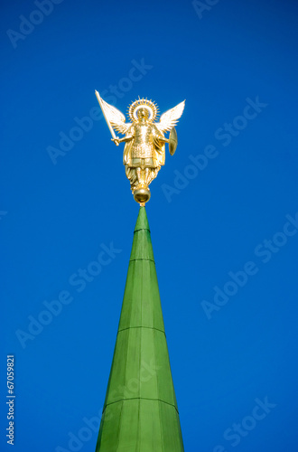 Archangel Michael on the steeple of the church.