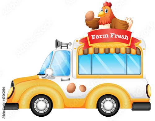 A vehicle selling farm fresh products