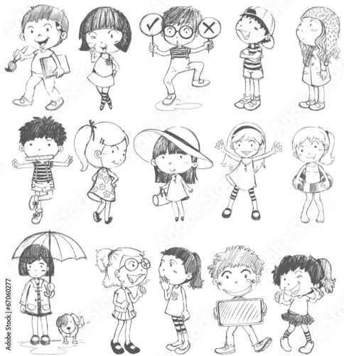 Kids in doodle design