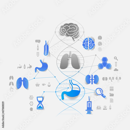 DNA helix with medical icons