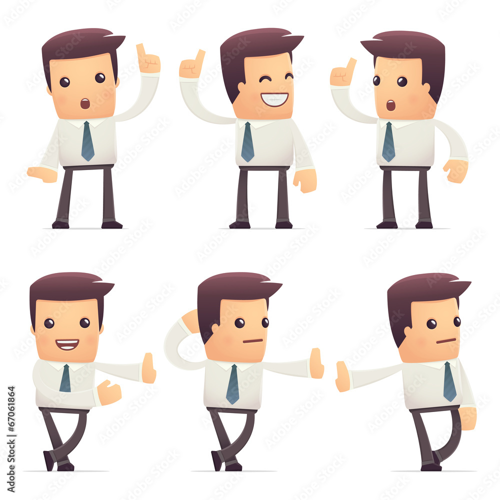 set of manager character in different poses set of manager character in different poses