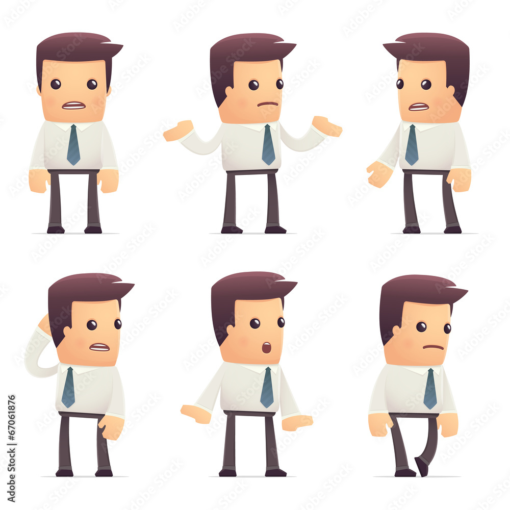 set of manager character in different poses set of manager character in different poses