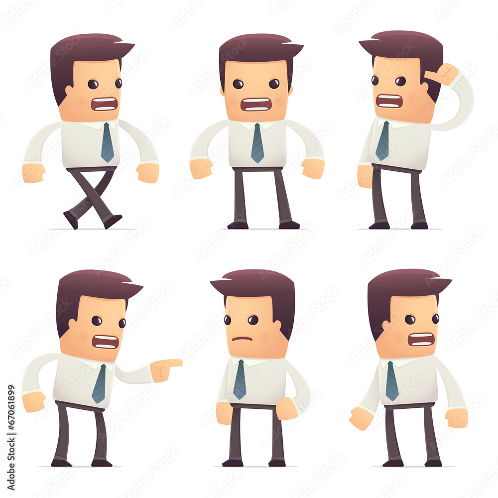 set of manager character in different poses set of manager character in different poses