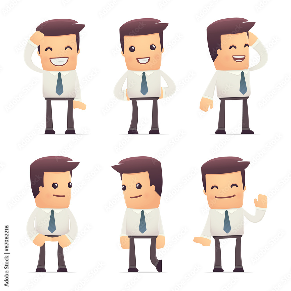set of manager character in different poses set of manager character in different poses